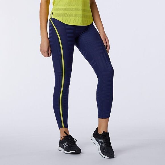 New Balance Q Speed Running Racing Leggings Compression Pants Black Blue New - Picture 1 of 12